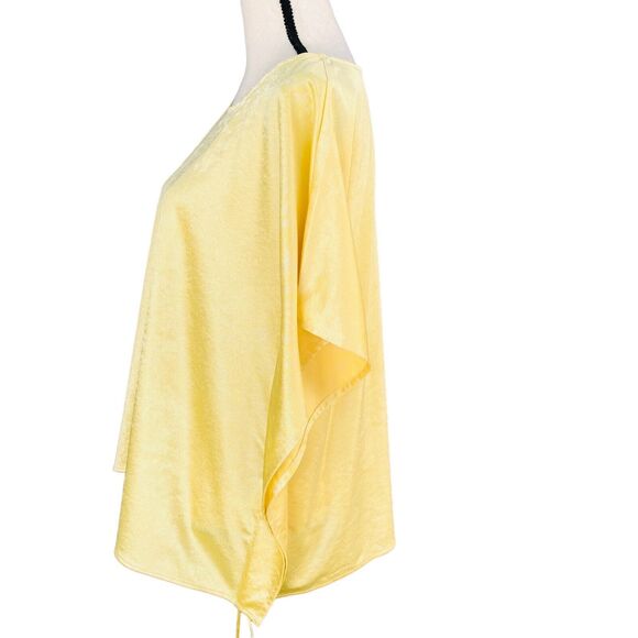 Alfani Elements Medium Top Stretch Draped Sleeves Scoop Neck Raffia Yellow Shiny - Picture 6 of 9
